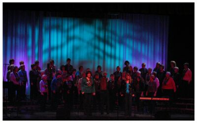 (Image: The ScotianAires in Red with a Turquoise Pattern on a
 Lavender Back Curtain)