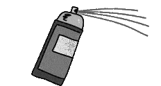 (Image Left: Spray Can with Product Streaming Out)