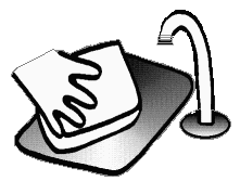 (Image Left: Hand Washing an Object)