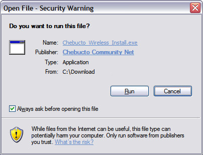 [Graphic: Chebucto Wireless VPN install program ] 