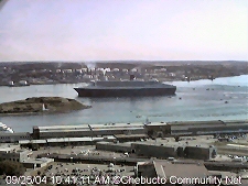 [Photo: Queen Mary 2 entering Halifax Harbour for the first time.]
