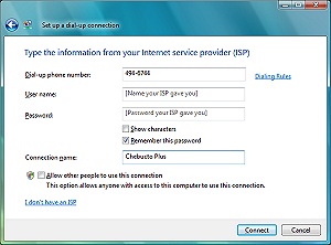 Windows Vista internet connection settings. Click for larger version