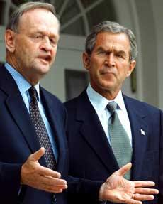 Chretien and Geo. W. Bush outside White House