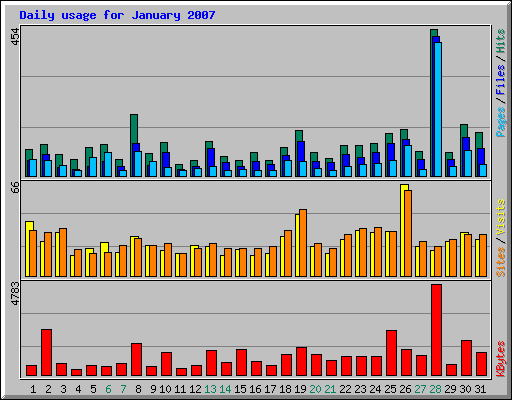 Daily usage for January 2007