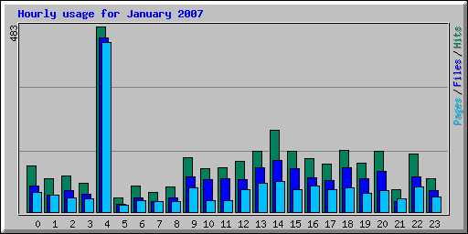 Hourly usage for January 2007