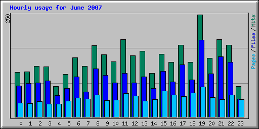 Hourly usage for June 2007