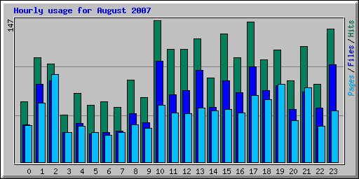 Hourly usage for August 2007