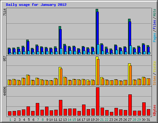 Daily usage for January 2012