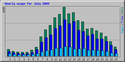 Hourly usage for July 2009
