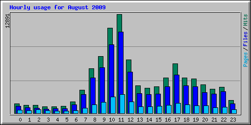 Hourly usage for August 2009