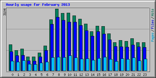 Hourly usage for February 2013