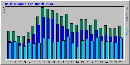 Hourly usage for March 2013