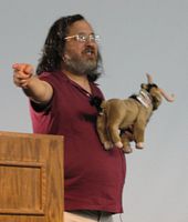 (Image: Richard Stallman during the auction)