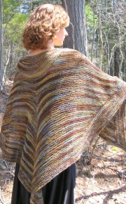 Lady of the Forest Shawl: A large garter stitch shawl knit on the bias to drape beautifully.