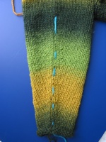 Sleeve increases marked with yarn