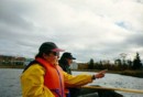 Pat MacCaull of Morris Lake along with biologist, Monica Gaertner, at Russell Lake, Dartmouth