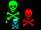 [picture of four skulls of different sizes and colours]