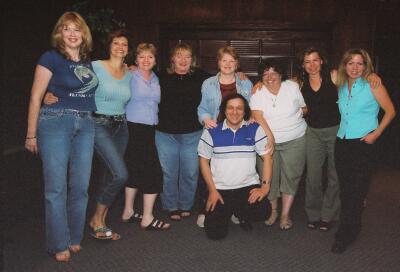 (Image: Richard kneeling in front of the Lyteshow Girls)