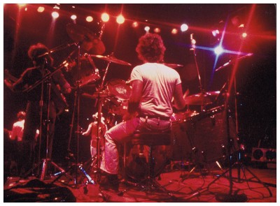 (Image: Donnie [on Bass] and Bob [on the Drums] with the Band
 up Front, as seen from Behind)