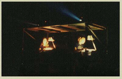 (Image: Two Projection Techs manipulate Overhead Projection
 Effects)